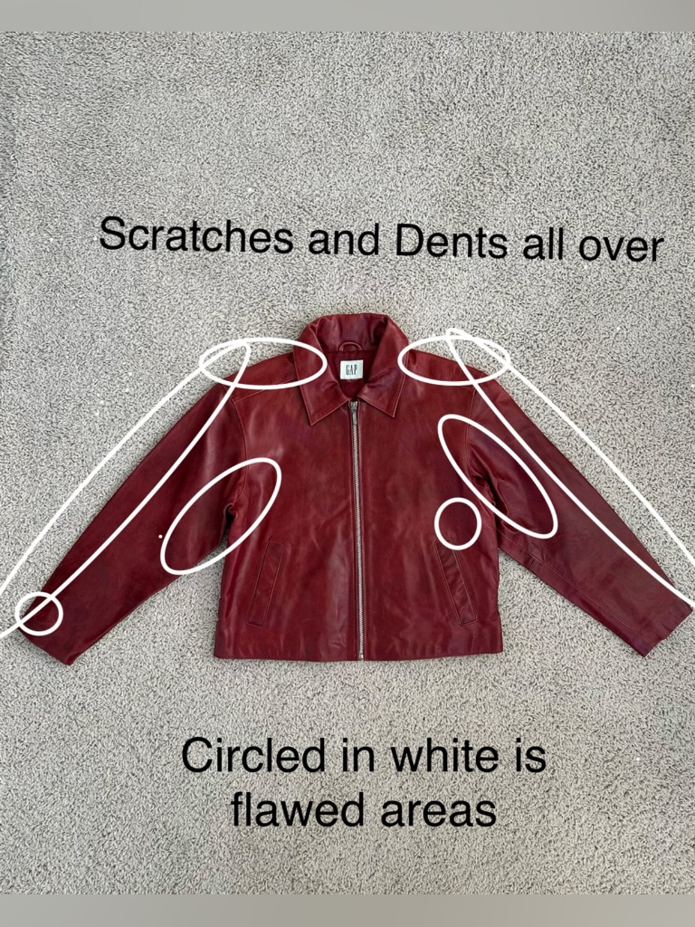 Vintage 2000’s GAP Red Leather Zip-Up Jacket - Picture 14 of 15
